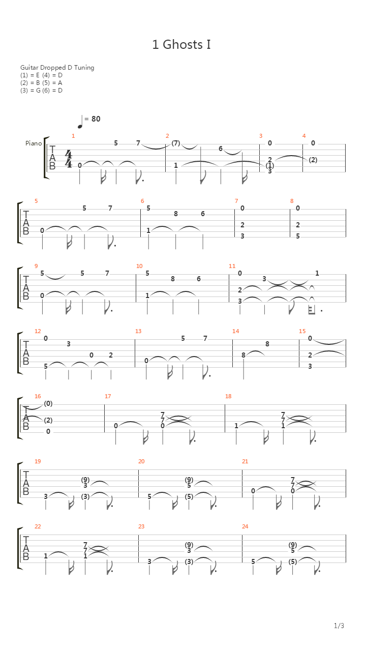 1 Ghosts I吉他谱