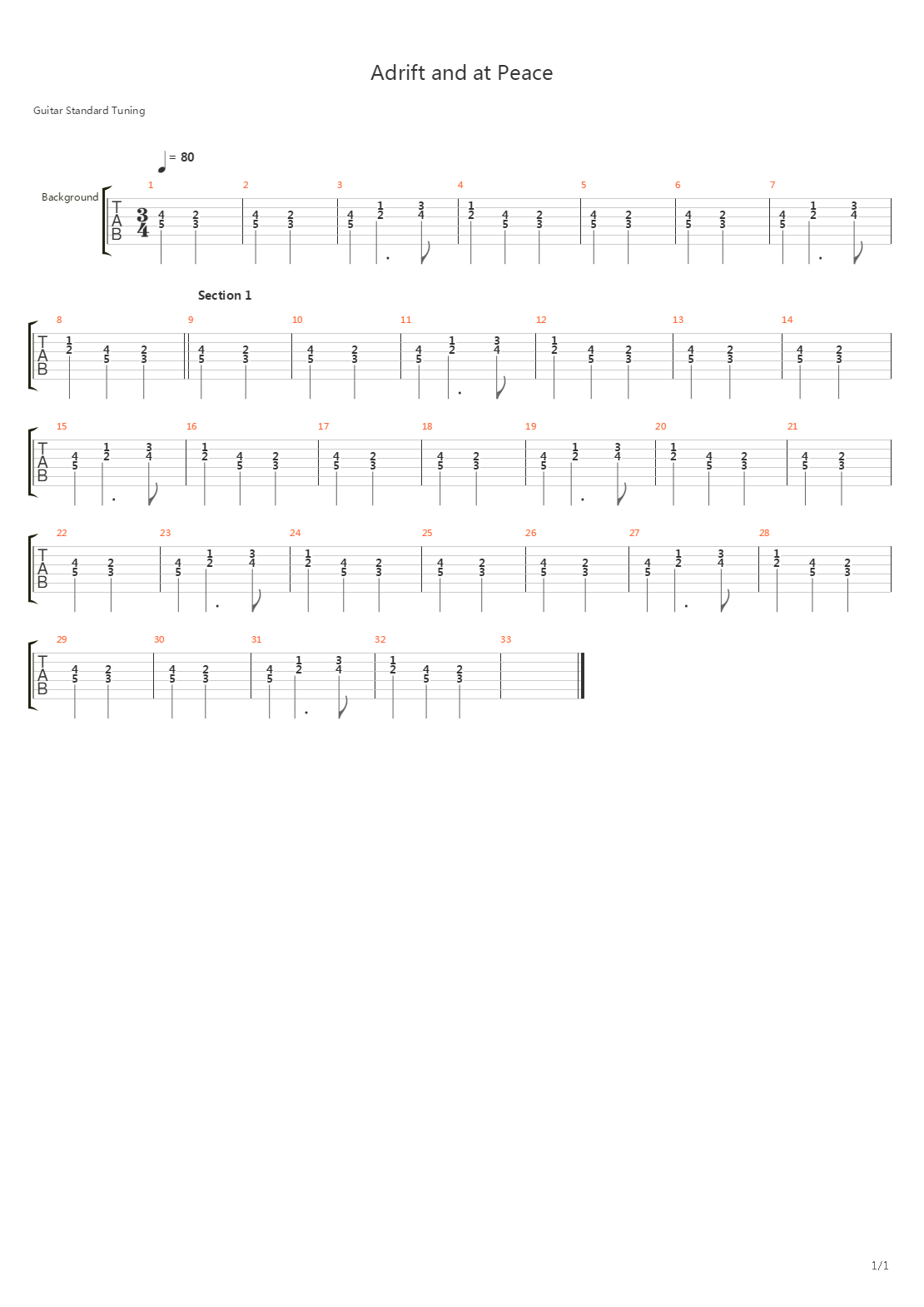 Adrift And At Peace吉他谱
