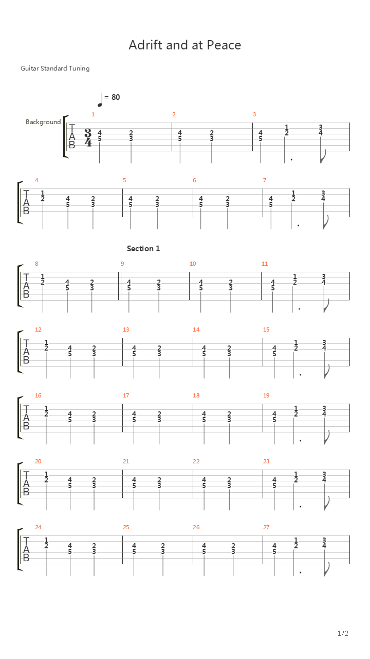 Adrift And At Peace吉他谱