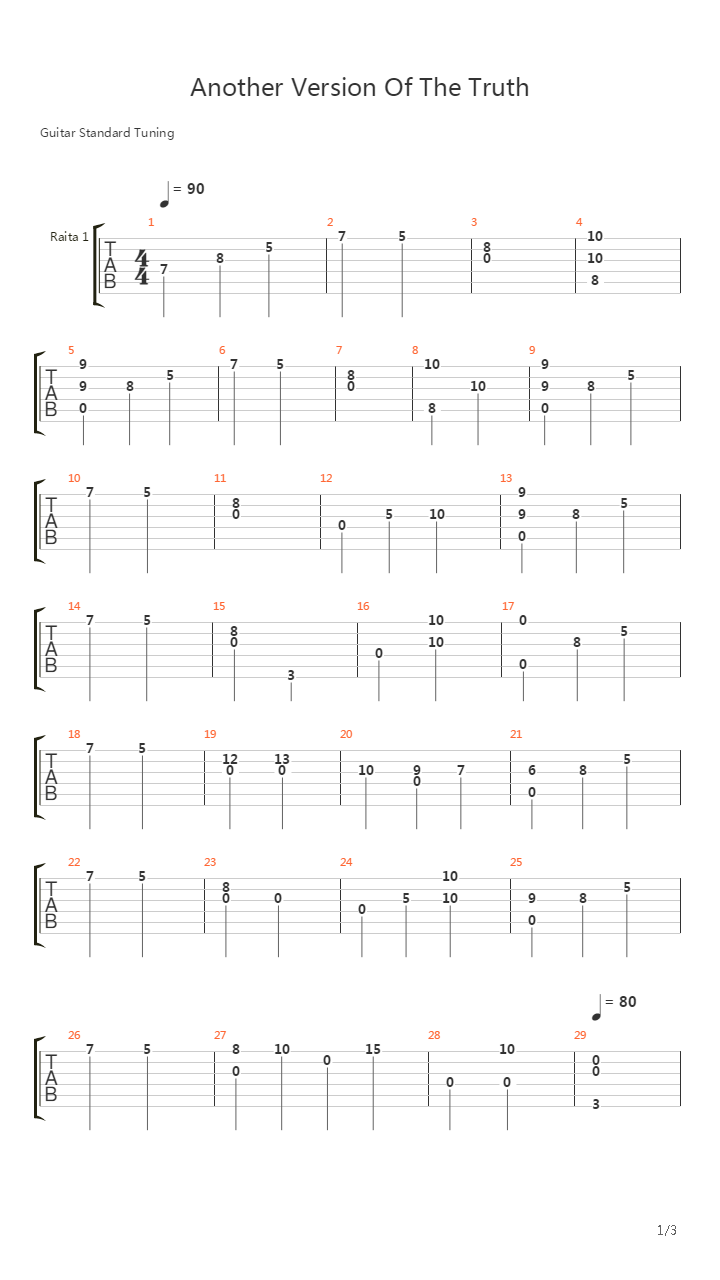 Another Version Of The Truth吉他谱