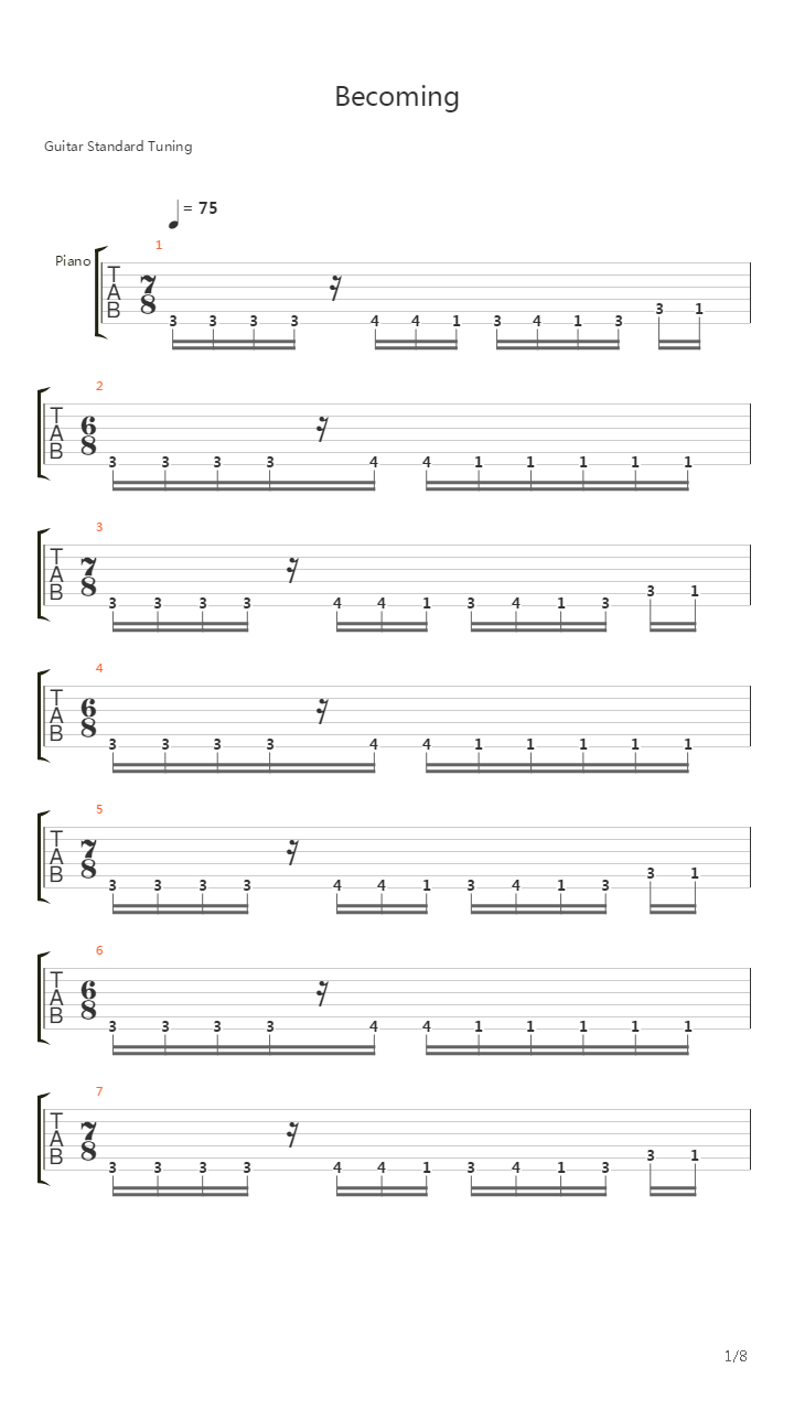 Becoming吉他谱