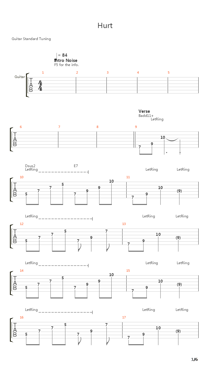 Hurt吉他谱