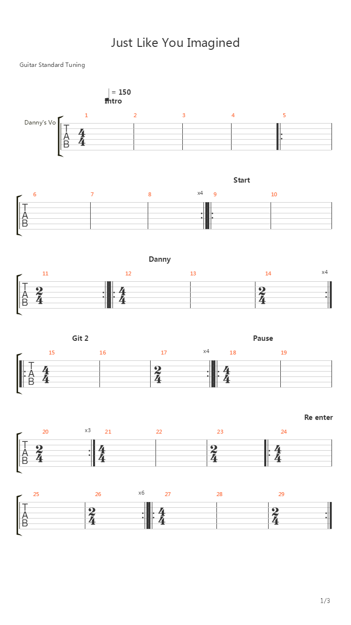 Just Like You Imagined吉他谱