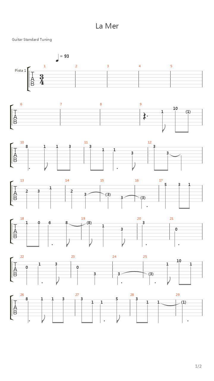 La Mer吉他谱