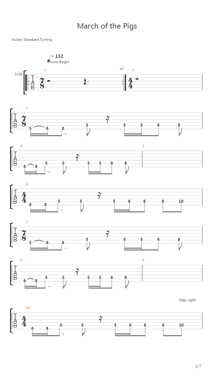 March Of The Pigs吉他谱