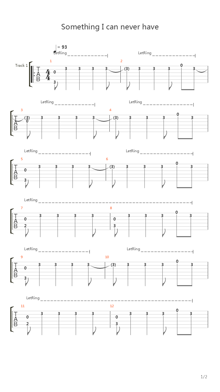 Something I Can Never Have吉他谱