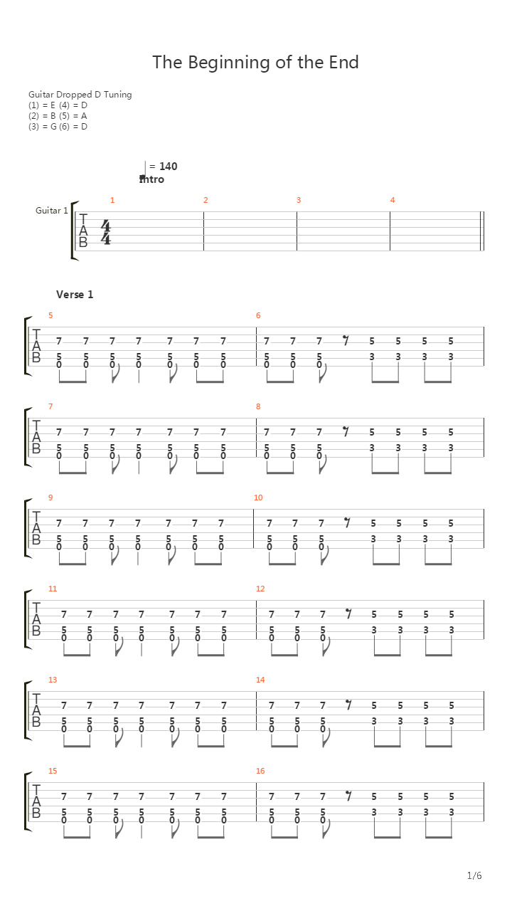 The Beginning Of The End吉他谱