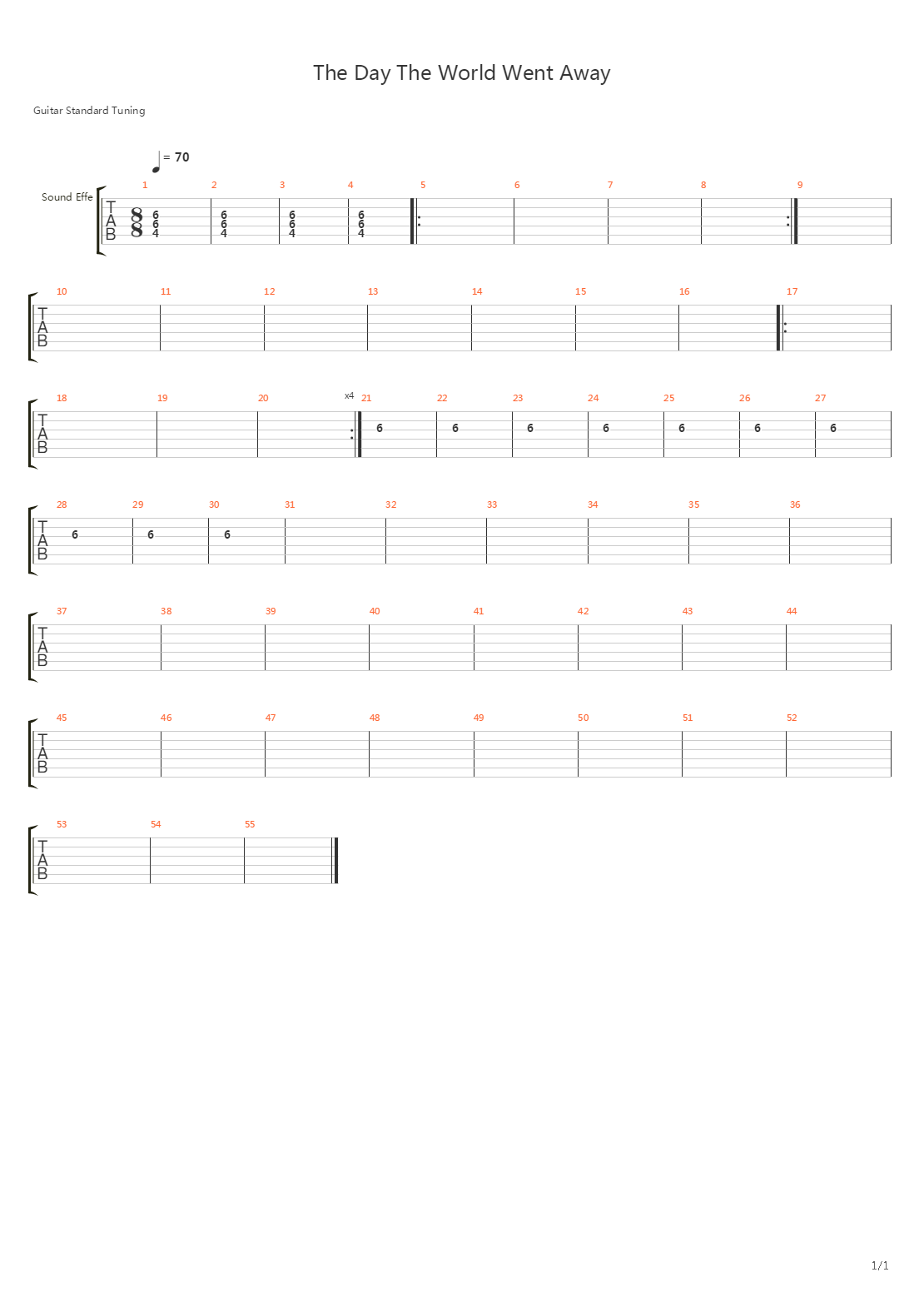 The Day The World Went Away吉他谱