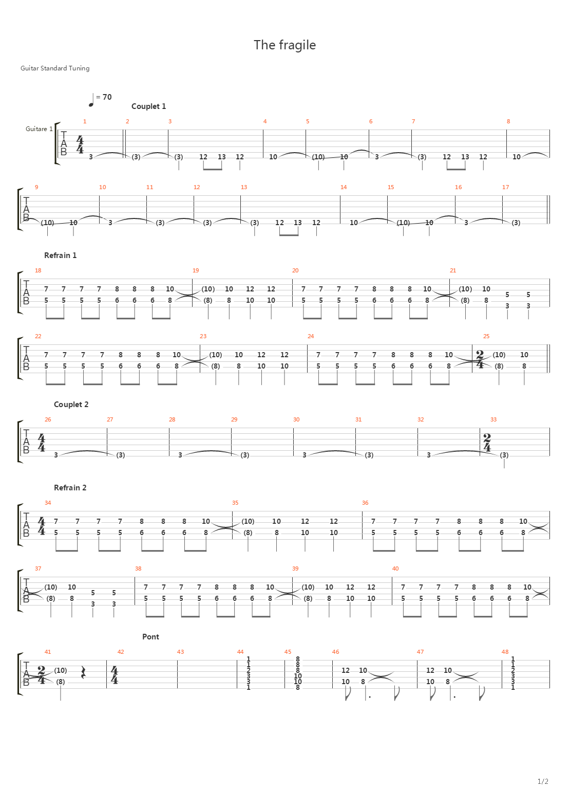 The Fragile吉他谱