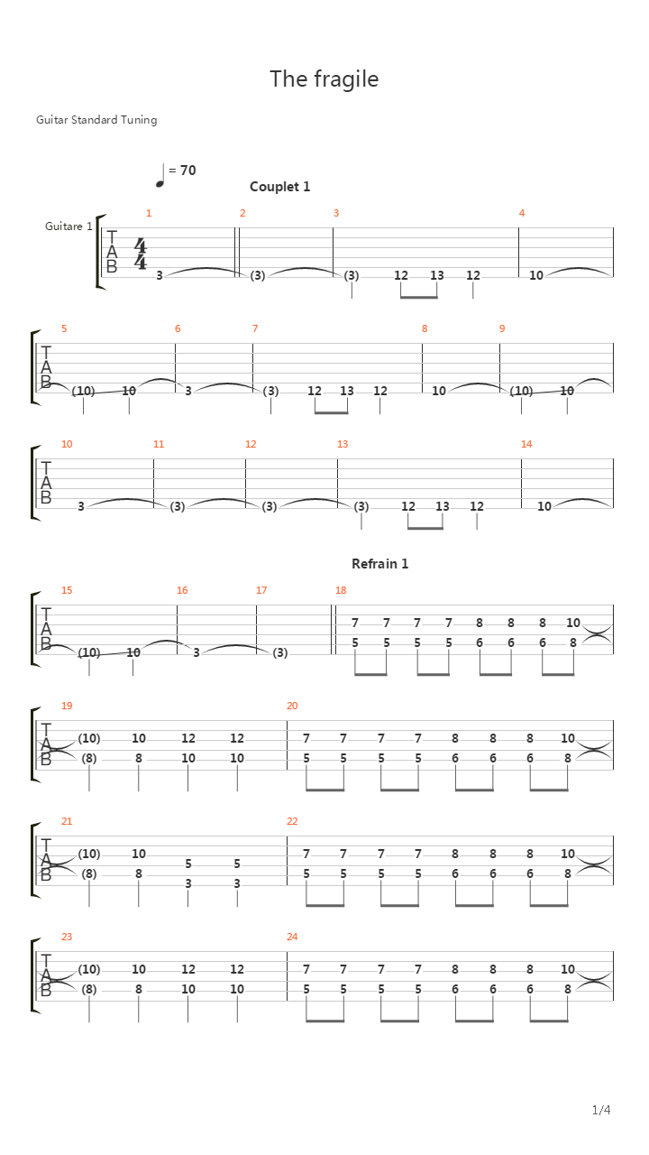 The Fragile吉他谱