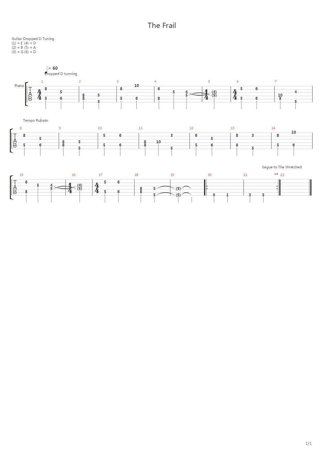 The Frail吉他谱