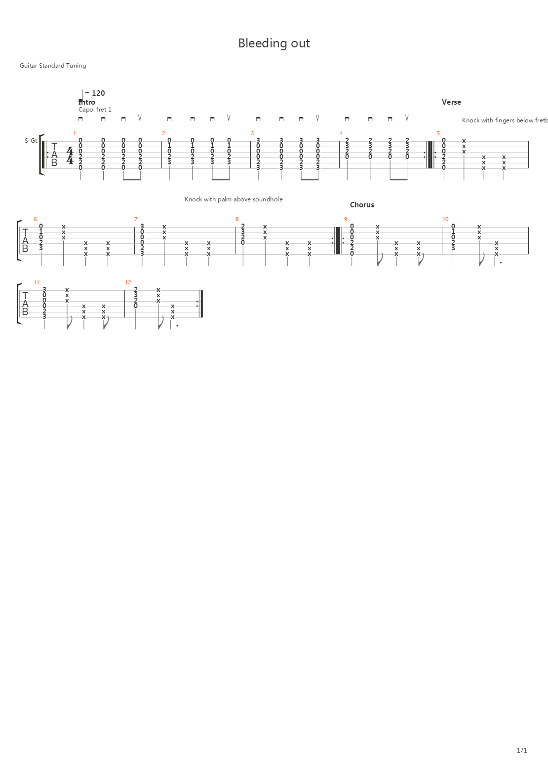 Bleeding Out吉他谱
