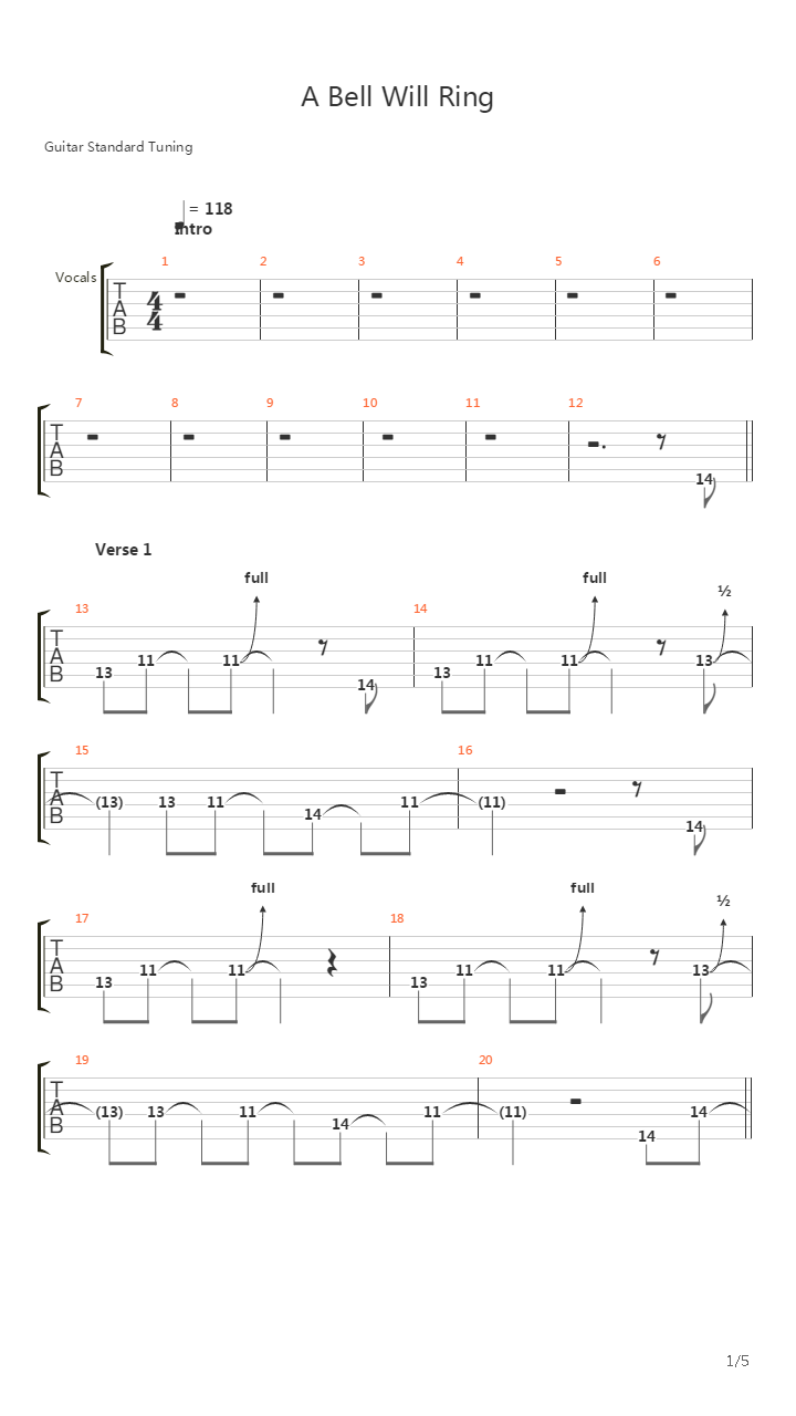 A Bell Will Ring吉他谱