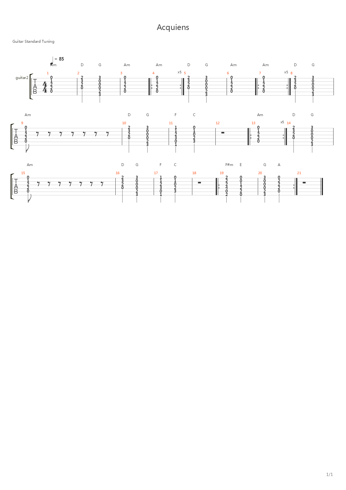 Acquiens吉他谱