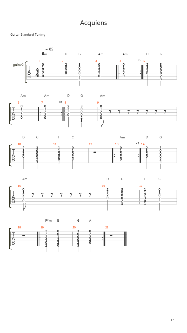 Acquiens吉他谱