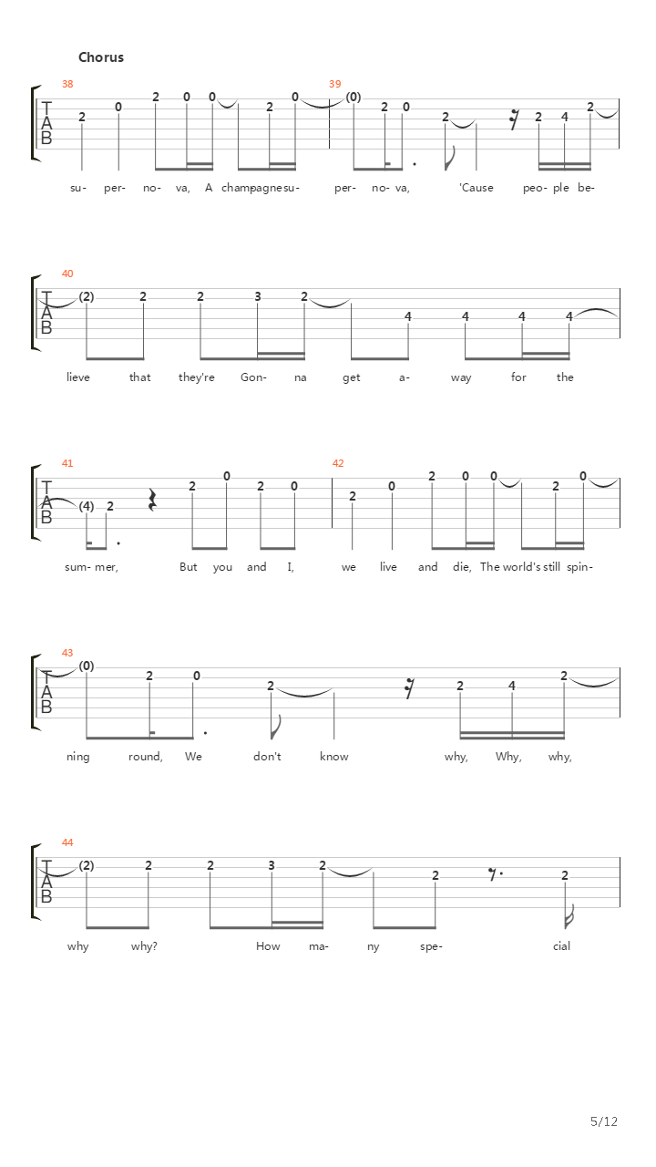 Champagne Supernova吉他谱