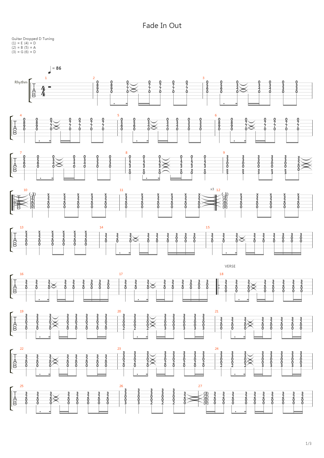 Fade In Out吉他谱