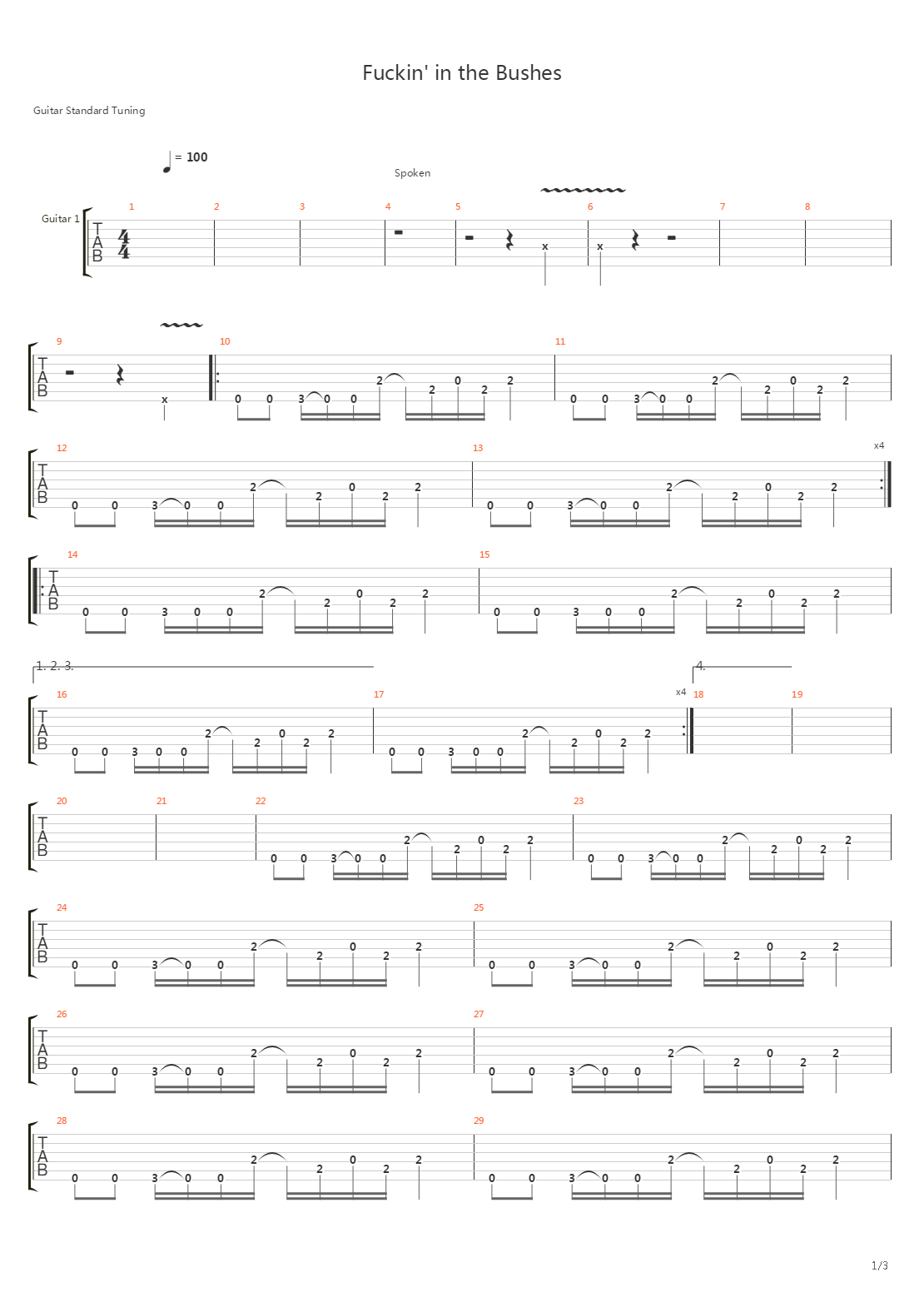 Fuckin In The Bushes吉他谱