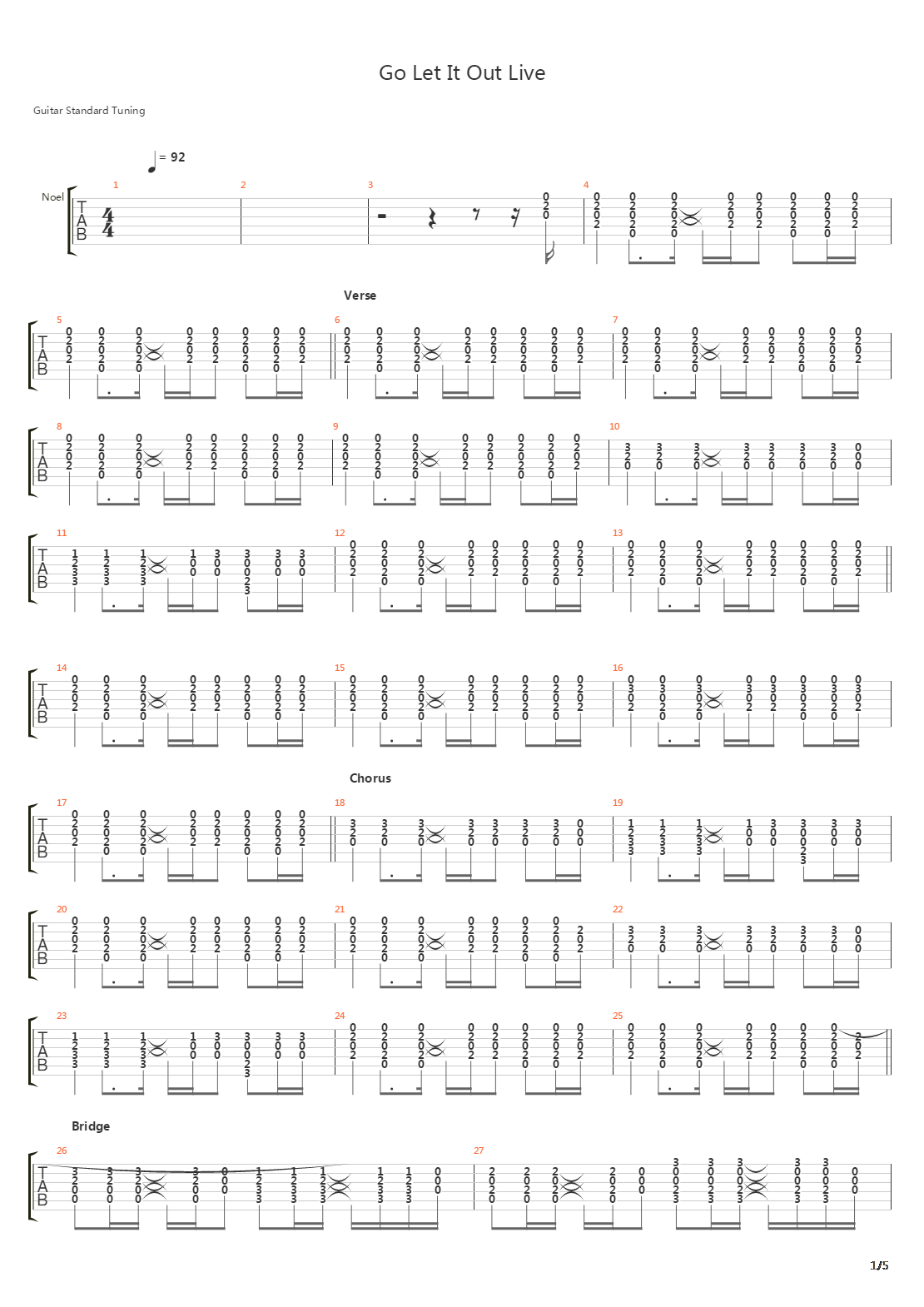 Go Let It Out吉他谱