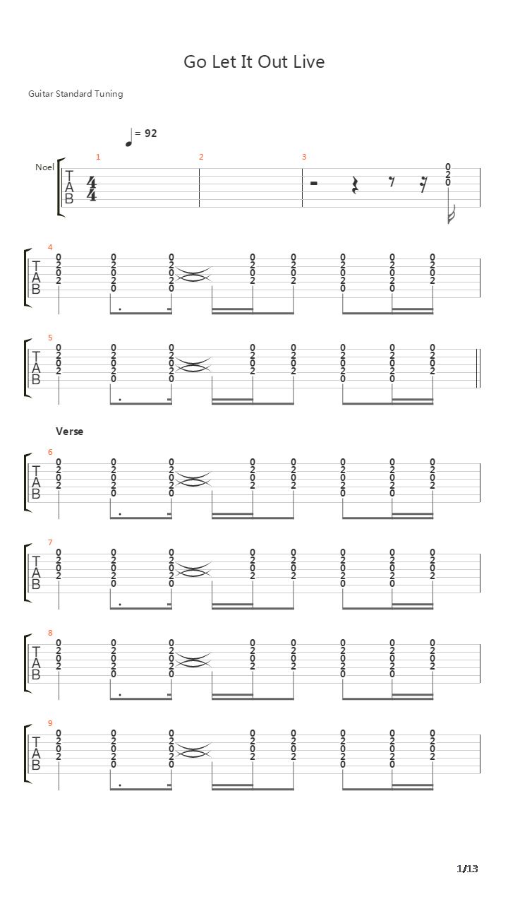 Go Let It Out吉他谱
