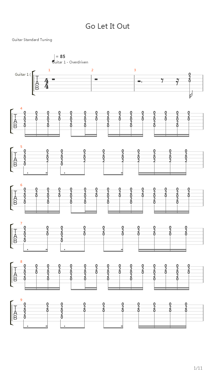 Go Let It Out吉他谱