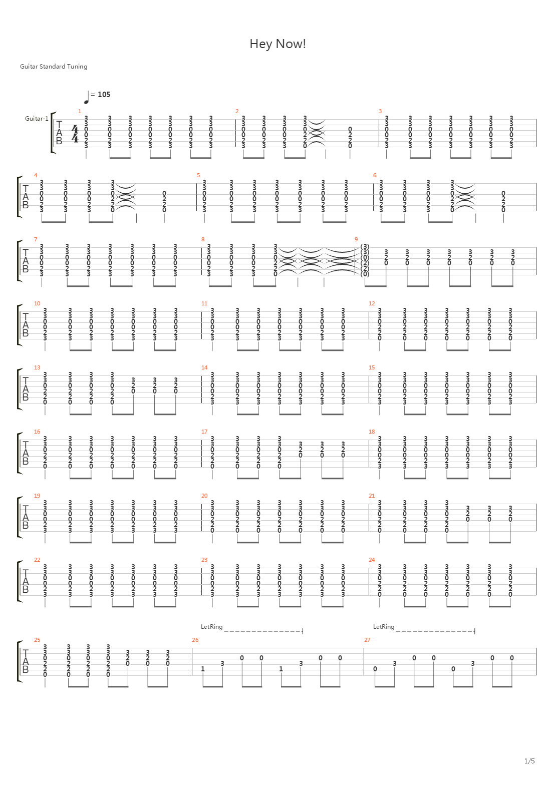 Hey Now吉他谱
