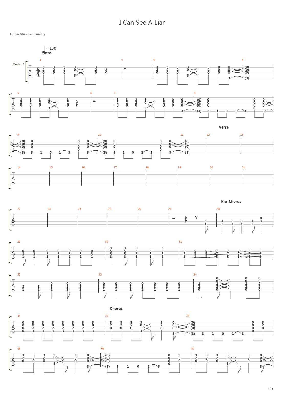 I Can See A Liar吉他谱