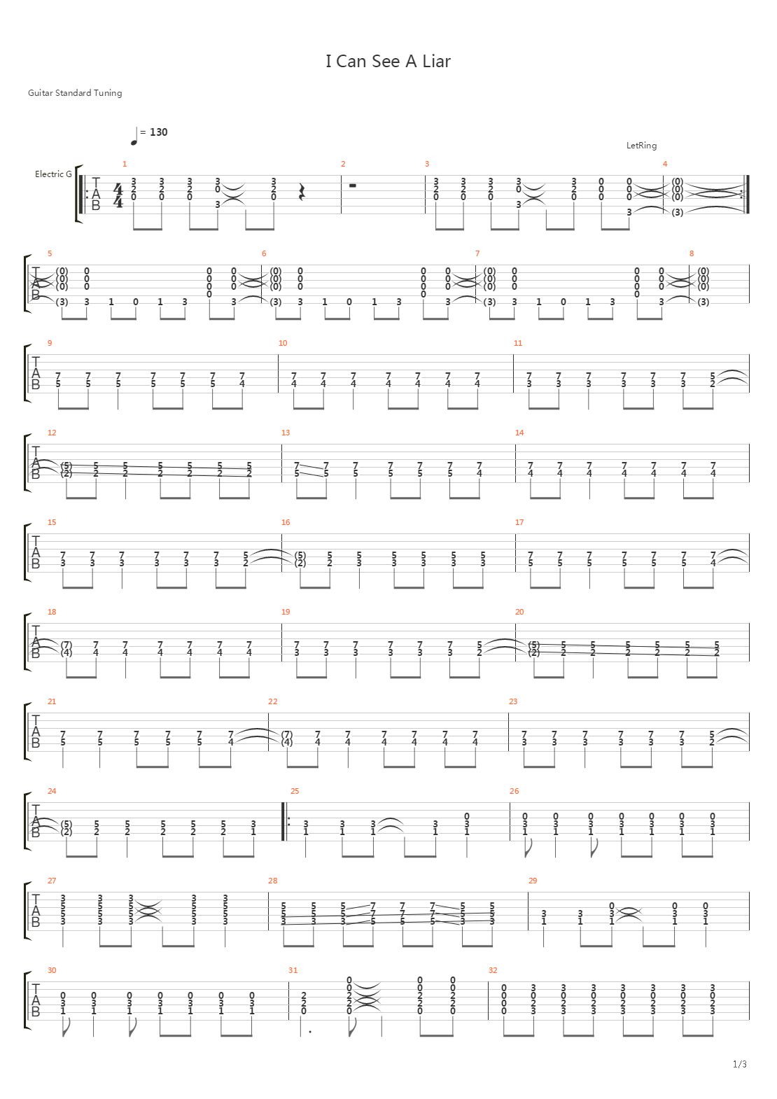 I Can See A Liar吉他谱