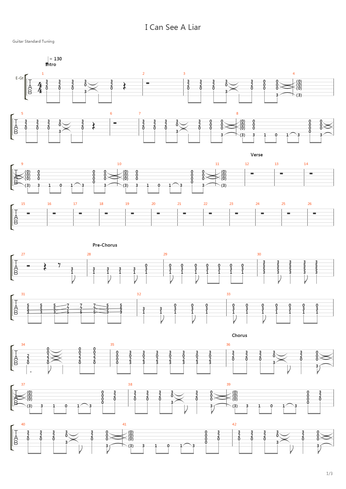 I Can See A Liar吉他谱