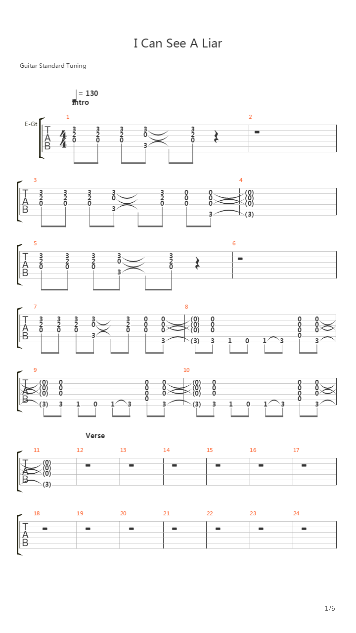 I Can See A Liar吉他谱