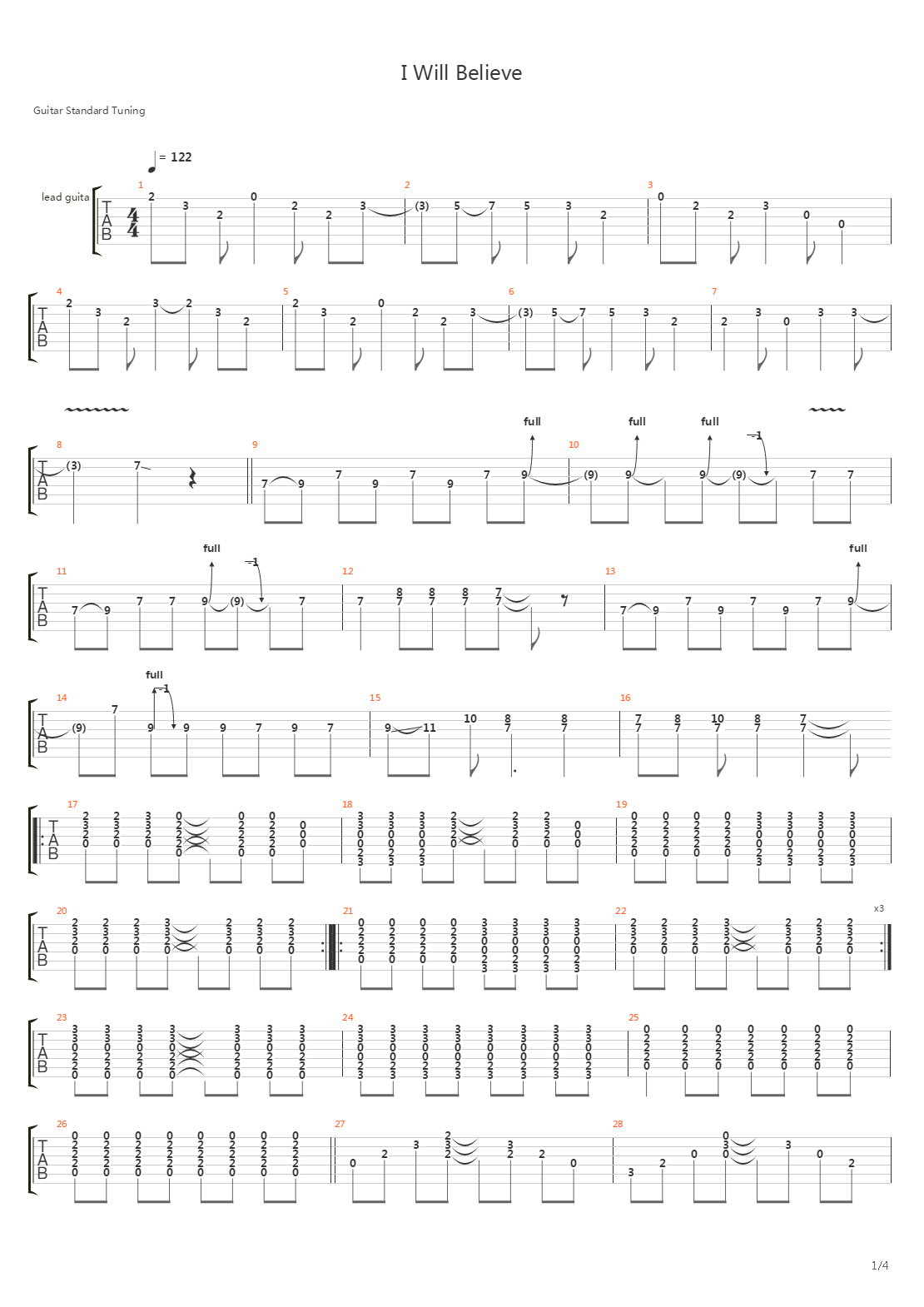 I Will Believe吉他谱