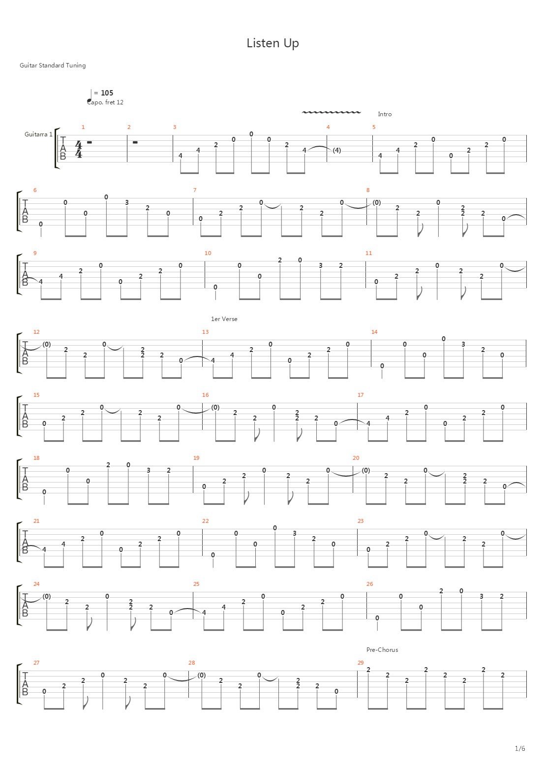 Listen Up吉他谱