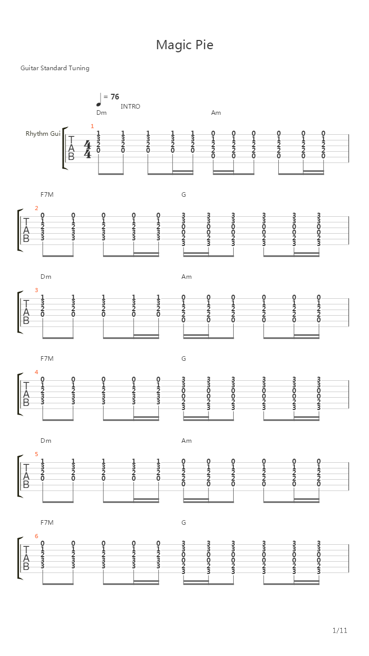 Magic Pie吉他谱
