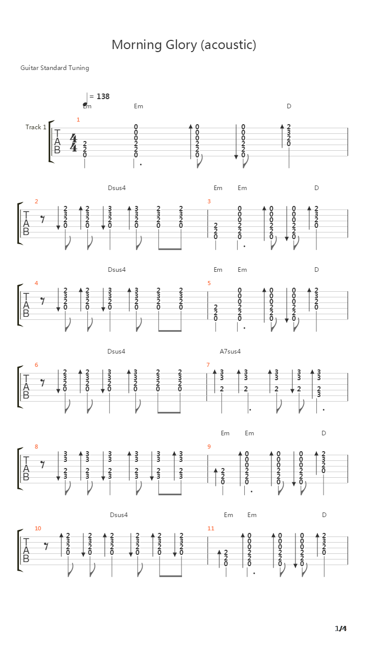 Morning Glory吉他谱