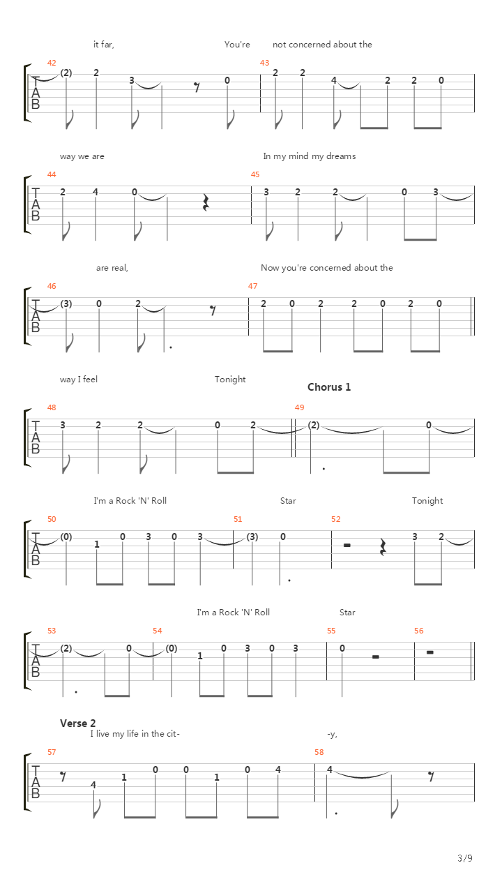 Rock N Roll Star吉他谱
