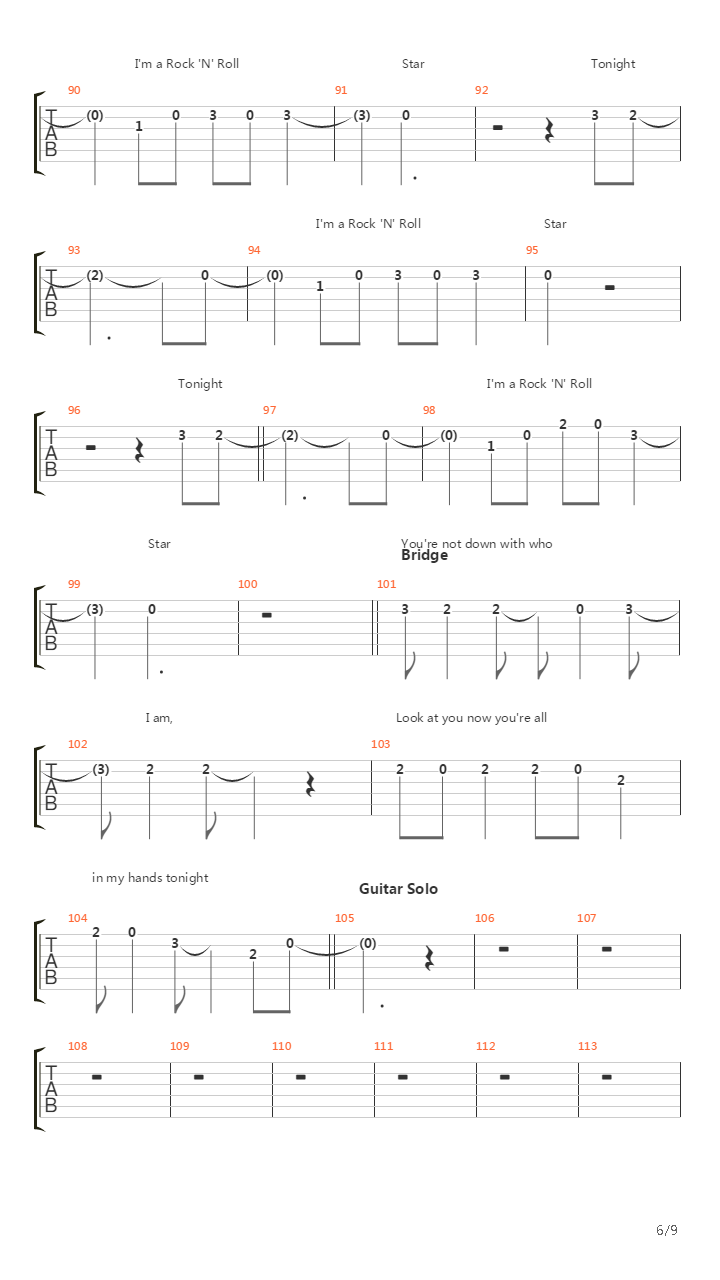 Rock N Roll Star吉他谱