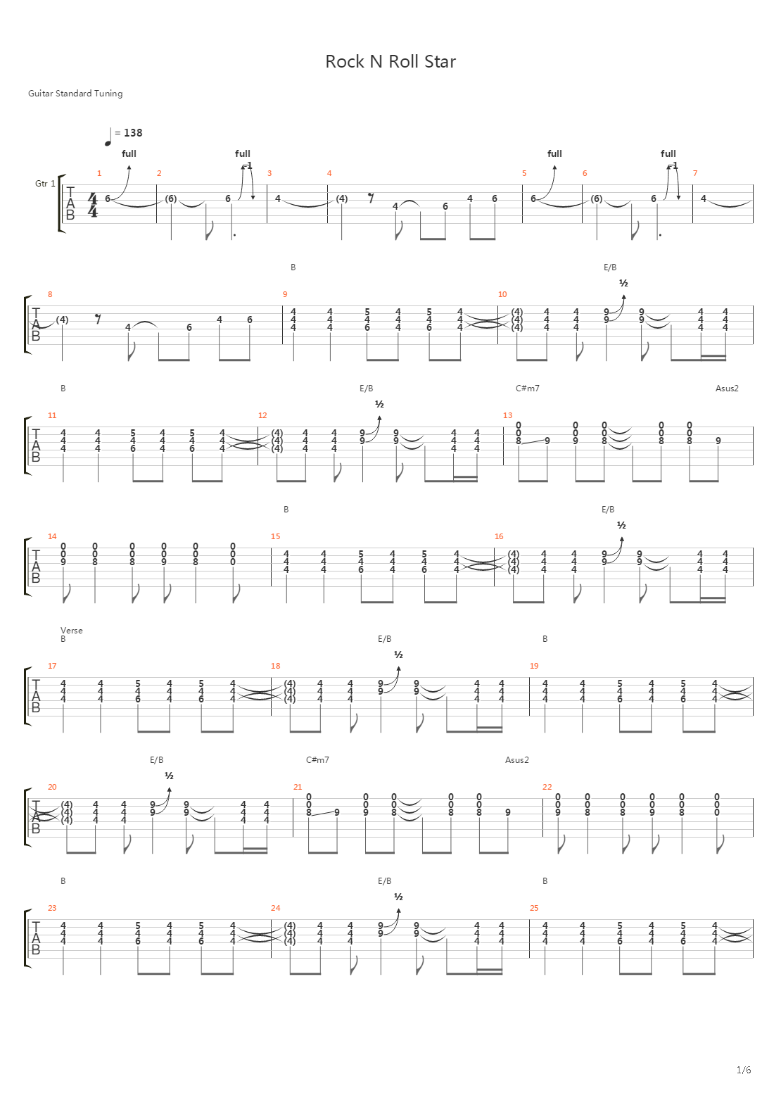 Rock N Roll Star吉他谱