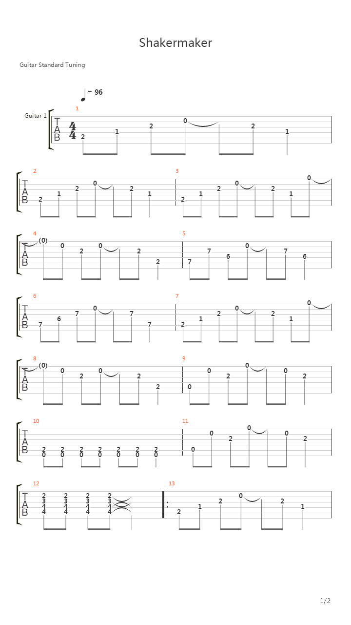 Shakermaker吉他谱