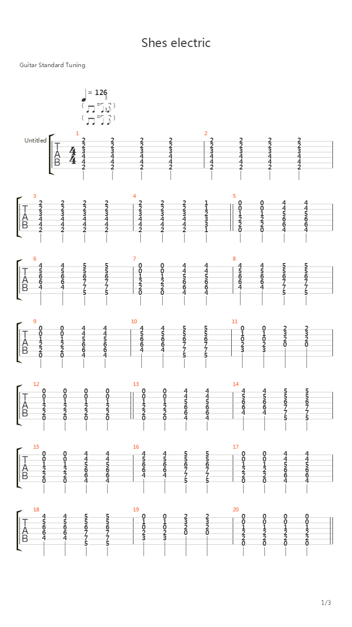Shes Electric吉他谱