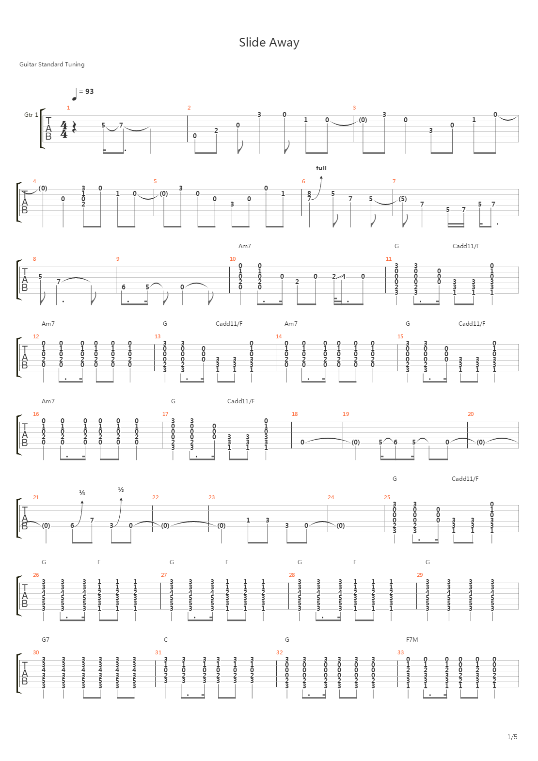 Slide Away吉他谱