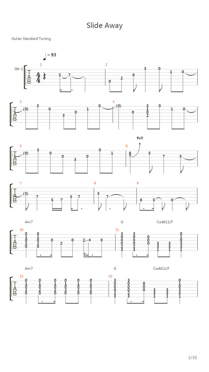 Slide Away吉他谱