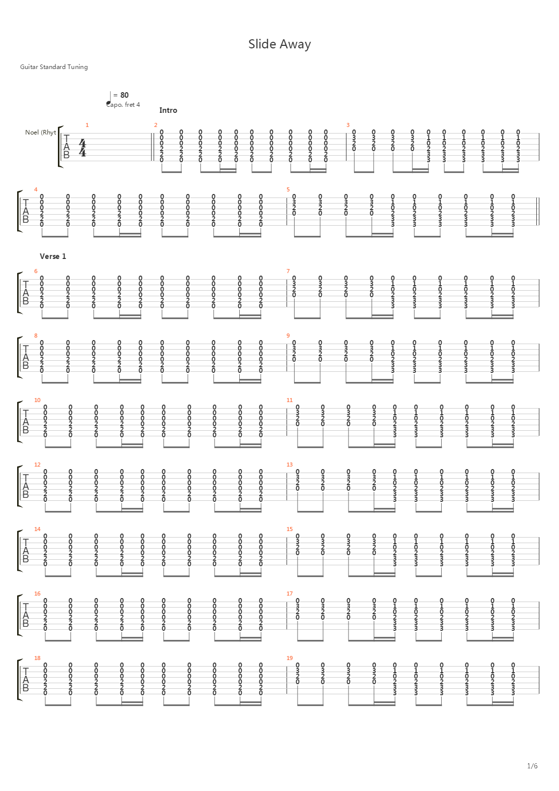 Slide Away吉他谱
