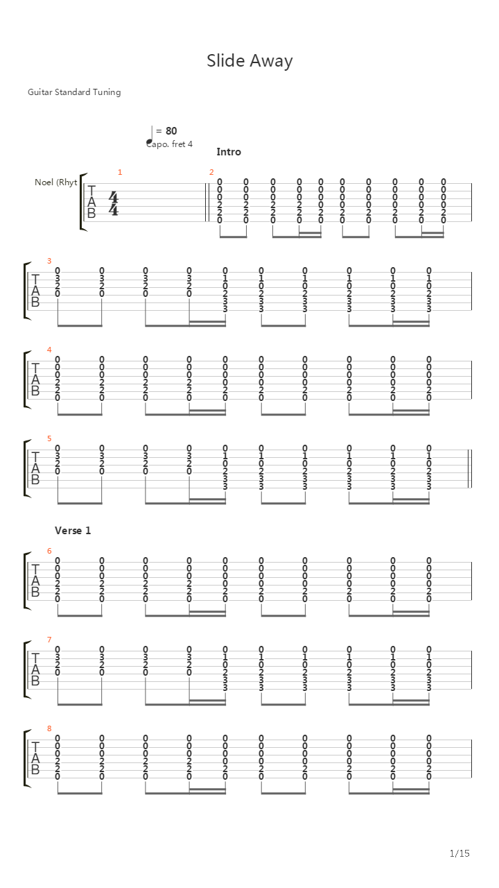 Slide Away吉他谱