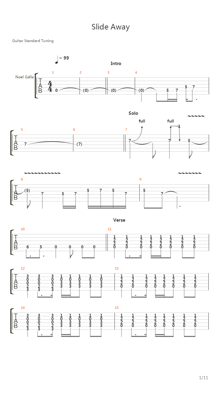 Slide Away吉他谱