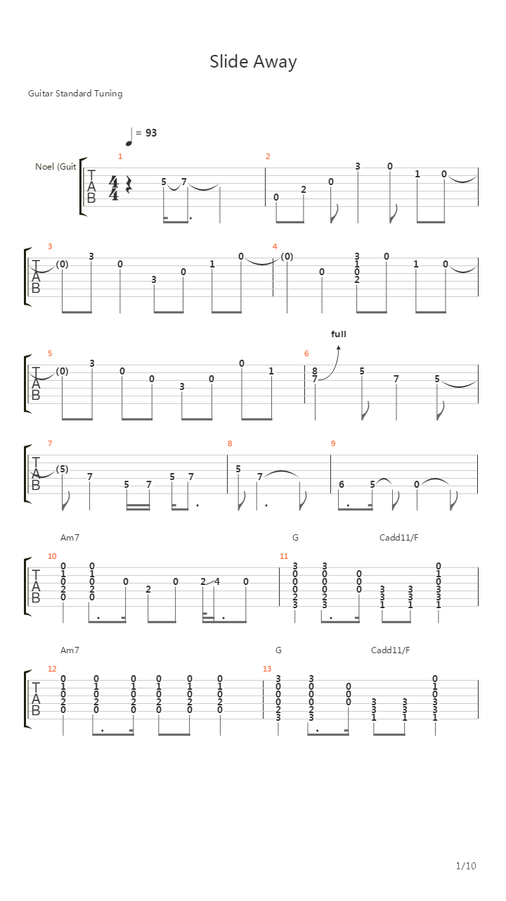 Slide Away吉他谱