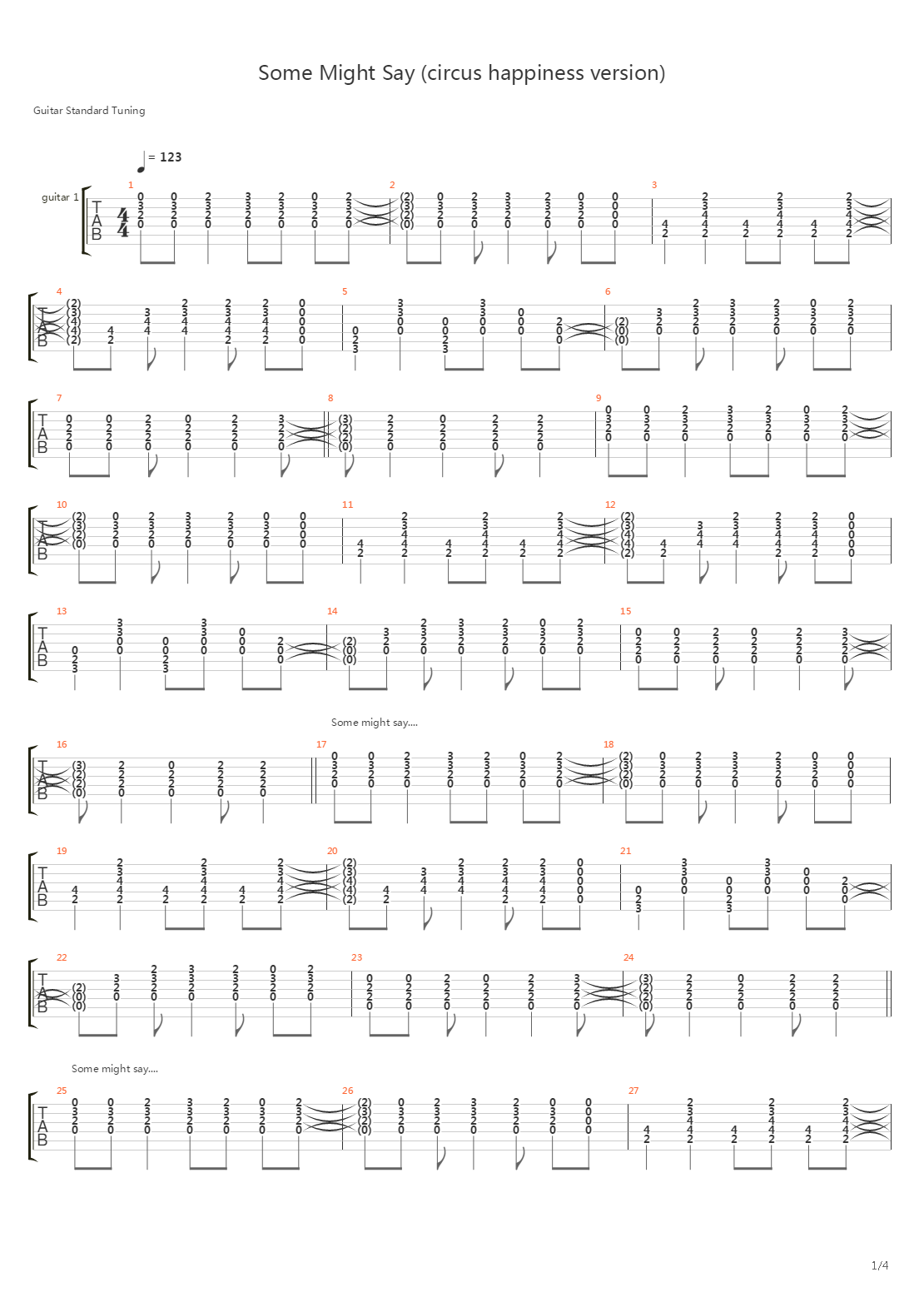 Some Might Say吉他谱