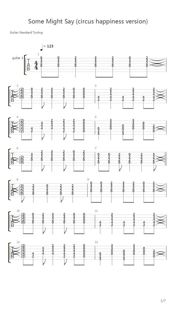 Some Might Say吉他谱
