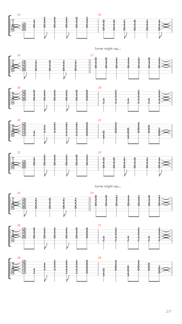 Some Might Say吉他谱