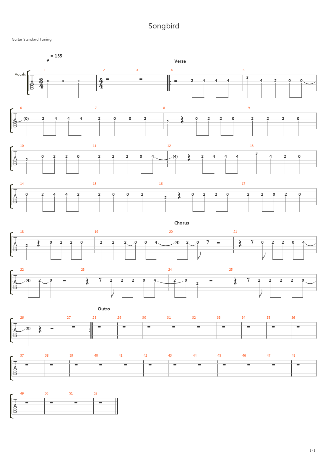 Songbird吉他谱