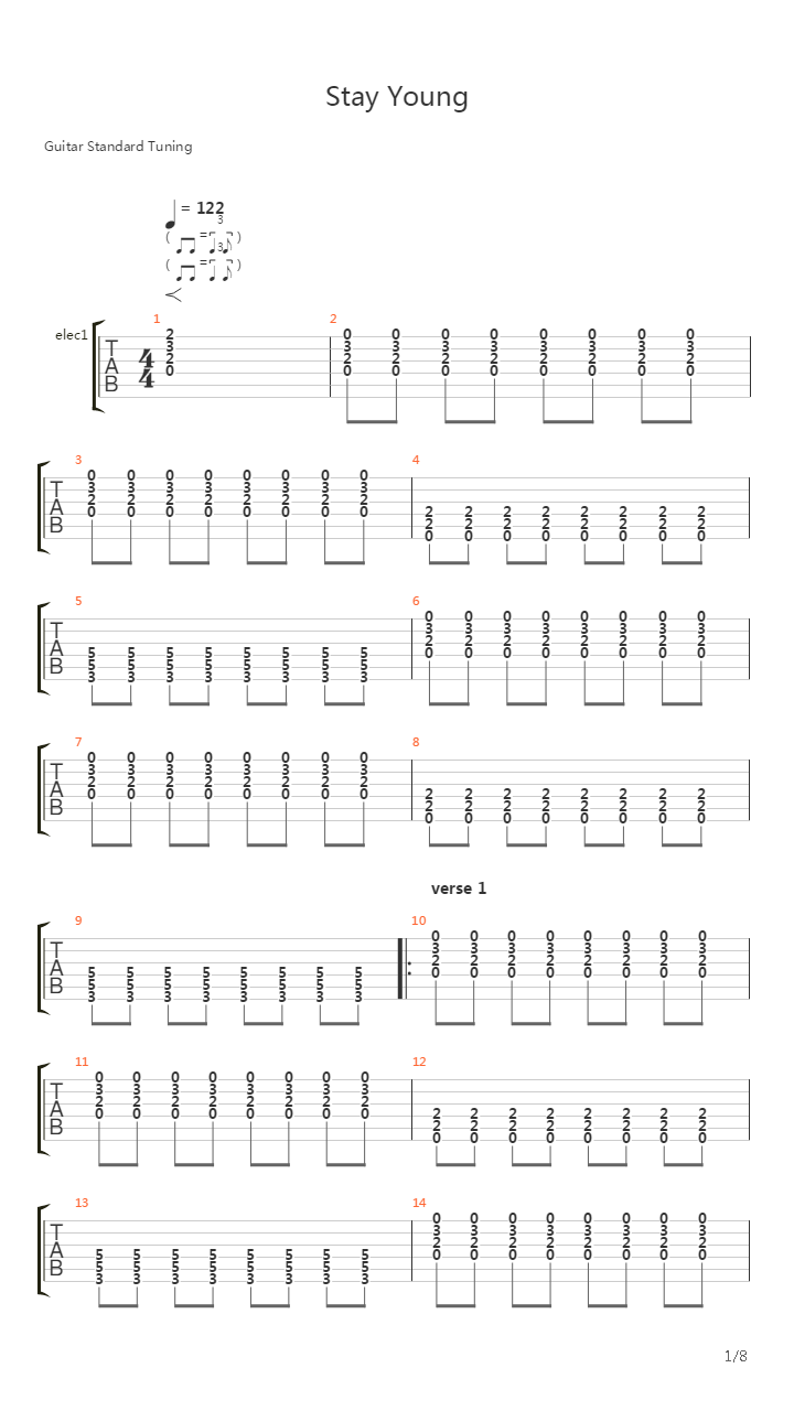Stay Young吉他谱